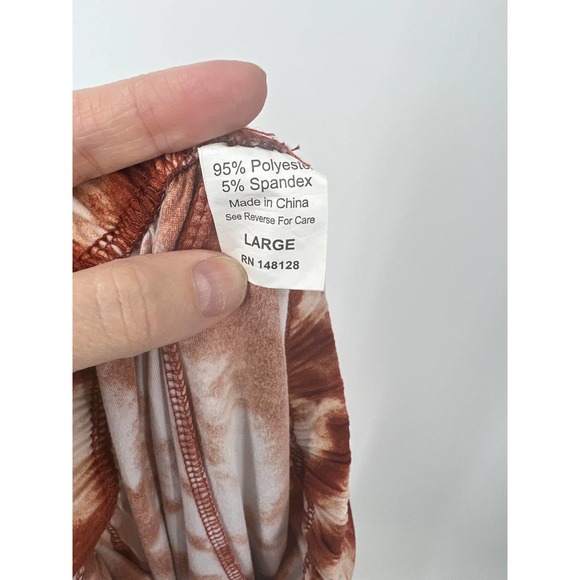 Saturdaze Pajama Set Naughty Tie Dye Rust Cream Pants and Cropped Top Sequins L - Picture 8 of 10